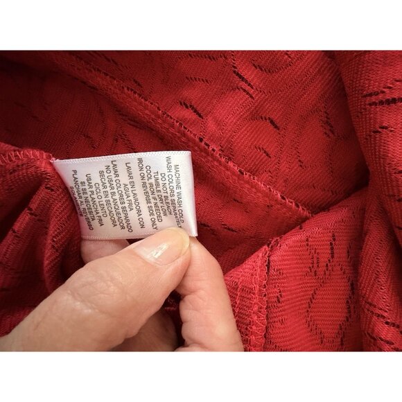 Danny & Nicole Fit & Flare Dress Women’s 12 Red Black Jacquard Knit Half Sleeve - Picture 7 of 9